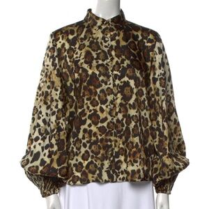 Alexis Leopard Print Blouse in Black and Brown